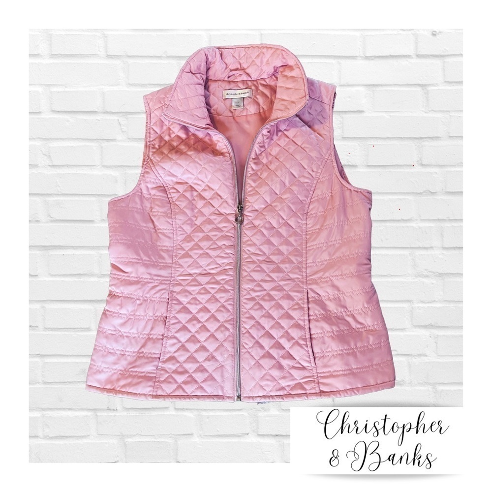 Christopher & Banks Pink Quilted Lightweight Outdoor Vest Women’s Size Small